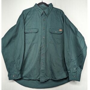 Riggs Workwear by Wrangler Mens Button Up Shirt Long‎ Sleeve Green XXL/XXG